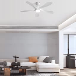 Plafondventilator Met Lamp - Stille ventilator - 5 ABS Bladen - Ø 52 inch - Dimbare lamp met 3 lichtstanden - 6 standen voor de windkracht - Met Afstandsbediening - LED's Light - Wit — thumbnail 4