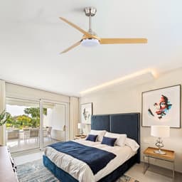 Plafondventilator Met Lamp - Ø 132cm - Stille ventilator - 3 ABS Bladen - 6 standen voor de windkracht - Met Afstandsbediening - LED's Light - Licht houtkleur — thumbnail 5
