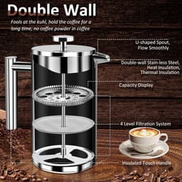 Stainless Steel Coffee Maker, 350 ml, High Quality French Press, Double Wall Insulated System with Two Layer Construction, Large Capacity, Ideal for Giving As a Gift to-2025 Nieuw — thumbnail 5