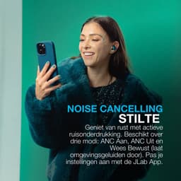 JLab Go Pop ANC Draadloze Oordopjes - Noise Cancelling Oortjes Draadloos - 24 uur Batterijduur - Bluetooth Multipoint - Met Microfoon - Geschikt voor Android en Apple - Clear Teal — thumbnail 2