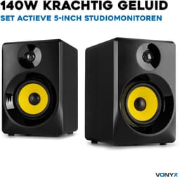 Studio monitor speakers - Vonyx SMN50B actieve studio monitor speakerset 140W - 5 inch - Zwart — thumbnail 3