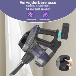 Grenintol Steelstofzuiger Draadloos - Steelstofzuiger - 45000Pa/350W Snoerloze Stofzuiger - Touchscreen en Anti - Klit Borstel - Batterijduur tot 55 Minuten- 2200mAh-1,6L Stofbak - Geschikt voor Tapijt, Harde Vloeren en Dierenhaar — thumbnail 2