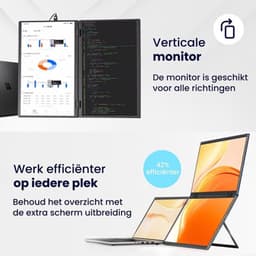 Luxe Portable Monitor Pro – 15.6 Inch – Beeldscherm voor Laptop – Verstelbaar – Draagbare Monitor – Opvouwbaar Scherm – Tri-Screen – Full HD — thumbnail 3