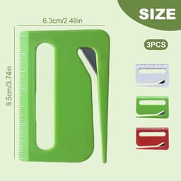 3-in-1 briefopener met liniaal en vergrootglas in rood, blauw en wit, ideaal voor efficiënt openen van post, snijden van papier en nauwkeurig meten — thumbnail 4
