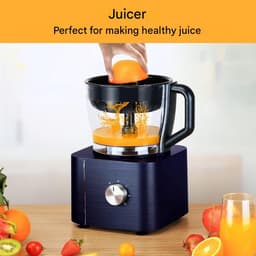 Keukenmachine - Hakmolen - Foodprocessor - Keukenmixer - Inc. 3.2L Mengkom - Deegkneden - Keukenmachine Hakmolen - 1.5L Mixer - Molen - Citruspers - Garde - Kunststof - 1100W - 40 x 27 x 40 cm - Donkerblauw — thumbnail 4