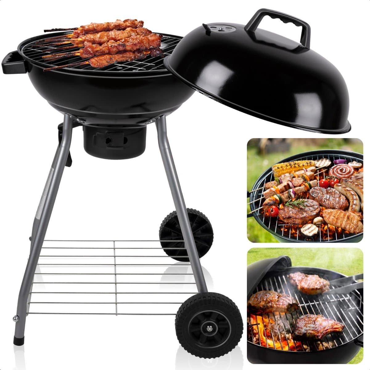 Cheqo® Barbecue - BBQ - Verrijdbare Kogelbarbecue - Houtskool BBQ met Deksel - Verplaatsbaar met Wielen - Inclusief EBOOK — afbeelding 1