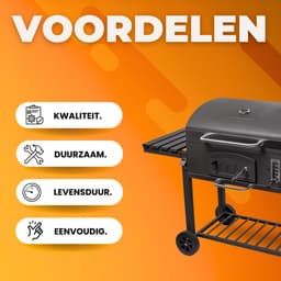 Barbecuewagen - Houtskoolbarbecue - BBQ - Smoker XXL - Houtskoolgrill - Met Wielen, Roestvrijstalen Handgreep, Kookrooster en Thermometer — thumbnail 3