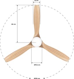 CREATE - Plafondventilator 40W silent Ø132 cm - Met Licht 3 kleurtemperaturen - Programmeerbare 1-4H - 6 Snelheden - Zomer/Winter functie - WIND CUP — thumbnail 3