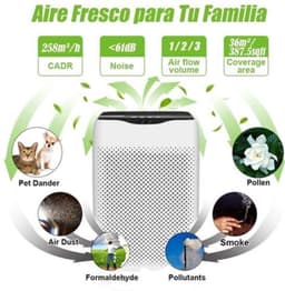 Luchtreiniger Wit - HEPA-Combifilter Met Actieve Koolfilter - 258 m³/h CADR - 36 m² Oppervlakte - Snoer Voeding - Voor Allergieën En Rookkamers — thumbnail 3