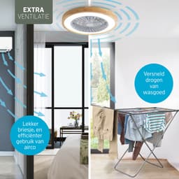 Varin® Smart Ventilator met verlichting - Licht hout - Tuya Wifi - LED RGBW - Ø 50cm - 36W - Afstandsbediening smart lamp - Plafondlamp slaapkamer - Plafonniere woonkamer - Plafondlampen - Plafond lamp - Verlichting kinderkamer - Ventilator — thumbnail 4