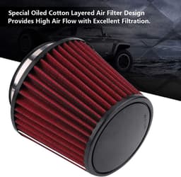 Auto luchtfilter hoge stroom inlaat luchtinlaat ronde kegel luchtfilter reiniger klem-op motor luchtfilter (100 mm) — thumbnail 2