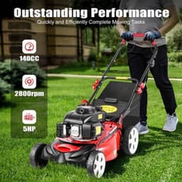 Benzine Grasmaaier Zelfrijdend - 140 cc Motor - 51 cm Maaibreedte - 60 L Opvangbak - Staal Nylon Mangaanstaal - Voor Grote Tuinen — thumbnail 5