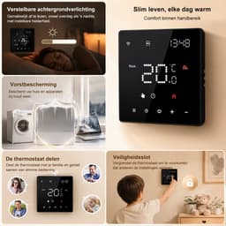 CONENTOOL WIFI Slimme Thermostaat 16A - Programmeerbaar - geschikt voor Elektrische Vloerverwarming - Zwart — thumbnail 5