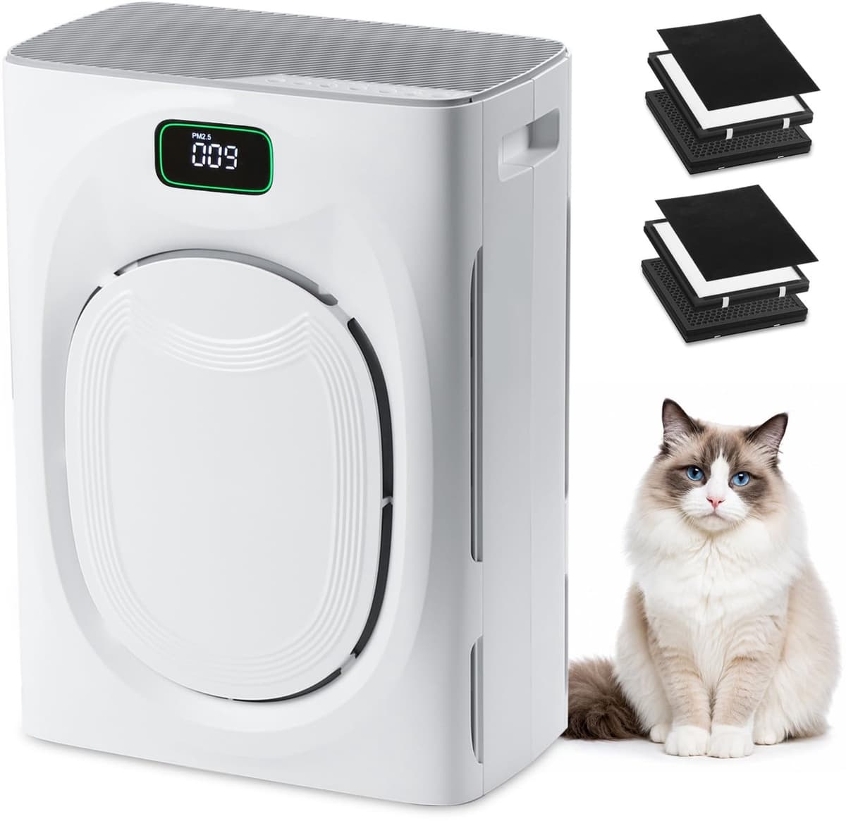 Luchtreiniger Hepa-filter Met Actieve Koolfilter - 48 Watt Vermogen - 40 m² Oppervlakte - Wit - Voor Huisdieren Allergieën — afbeelding 1