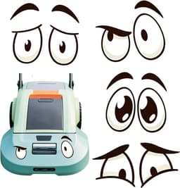 Oogstickers robotmaaier - 4 stuks - waterdicht - cartoonogen - geef je grasmaaier een persoonlijkheid - ShopVlot — thumbnail 3