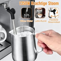 Espresso Koffiemachine – 20 bar, 1350 W, Stoompijp, Drukmeter, 1,1 L Waterreservoir, 2-in-1 Filterhouder – RVS — thumbnail 5