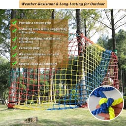 Klimnet Polyester Speeltuin Klimrek Voor Kinderen Buitenspeeltuin Veiligheidsbescherming, Boomhut, Touwladder, Schommelset, Jungle Gyms Hindernisbaan(Size:152*304cm(5*10ft),Color:rood/geel) — thumbnail 2