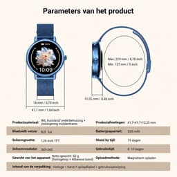Blackview Slimme Horloges voor Dames - X30 - 1,26 "AMOLED Smartwatch Dames - Slaap & SpO2 Monitor - Fitnesstracker - Stijlvolle Smartwatch - Hartslagmeter - 100+ Sportmodel - Bluetooth Bellen- Stijlvol Slim Horloge - Android en iOS - Blauw — thumbnail 3