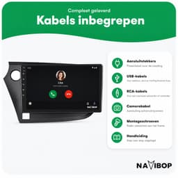 Navibop Autoradio geschikt voor Honda Insight - Draadloos Apple CarPlay & Android Auto - 9 inch touchscreen - Android 15 - 2GB/64GB - Navigatie - Bluetooth - DAB+ ready - 2 din — thumbnail 2