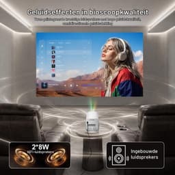 Beamer Native 1080p Full HD - Android 14 Smart Systeem - 16W Hi-Fi Luidsprekers - LCD Display - Voor Thuisbioscoop — thumbnail 3