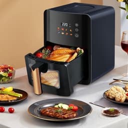 Heteluchtfriteuse Grote Capaciteit - 5 Liter Touchscreen - 1400 W Vermogen - Hittebestendig ABS En Glas - Voor Gezond Vetarm Frituren — thumbnail 5