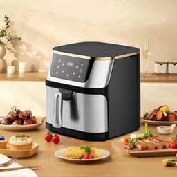 Airfryer - XXL – Heteluchtfriteuse – 2400W/2800W – 12L - RVS & Touchscreen – Multifunctionele Elektrische Friteuse - Olievrij Frituren - Zwart — thumbnail 5