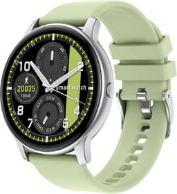 Belesy® SUAVE - Smartwatch Heren – Smartwatch Dames - Horloge – Stappenteller – Calorieën - Hartslag – Sporten - Je eigen foto als wijzerplaat - Kleurenscherm - Full Touch - Bluetooth Bellen – Zilver - Silicone –Groen - Moederdag — thumbnail 1