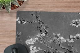 Muismat XXL 120x60 cm - Bureau onderlegger - Bureau mat Amandelbloesem - Van Gogh - Zwart Wit - Bureaumat - Gaming mousepad xl - Bureaulegger groot - Computer deskmat — thumbnail 2