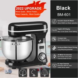 Mygroot - Deegmachine - Mixer met kom - Keukenmixer 6 Liter - Kneedmachine Keukenmachine 4KG RVS - Deegmixer Zwaar Deeg - Zwart — thumbnail 4
