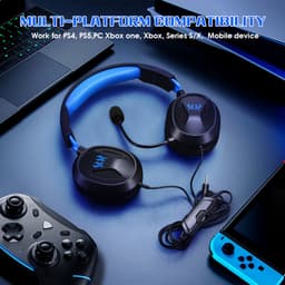KOTION EACH G3100 Gaming Headset - Over-ear Koptelefoon met Microfoon - Geschikt voor Nintendo Switch,PS5, PS4, Xbox Series X|S, Xbox One, Mobile & PC - Zwart blauw — thumbnail 2
