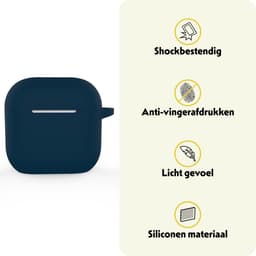 Hoesje Geschikt voor Apple AirPods 4 - Siliconen Hoes met Clip - Silicone Case Cover - Navy — thumbnail 3