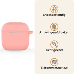 Hoesje - Geschikt voor Apple AirPods 4 - met Clip - Siliconen Hoes - Silicone Case Cover - Lichtroze — thumbnail 3