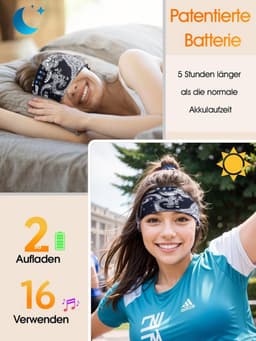 Slaapmasker Bluetooth - Slaap Koptelefoon - Hoofdband Bluetooth - Slaapband - Wit — thumbnail 2