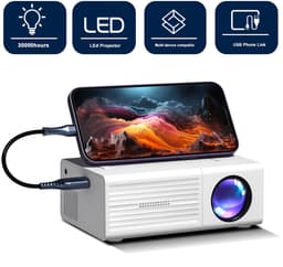 Draagbare Mini Beamer – Videoprojector met Smartphone Projectie – Voor iOS, TV Stick, USB en Laptop – Thuisbioscoop & Buiten — thumbnail 2