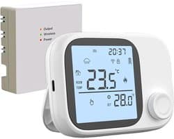 Slimme Thermostaat - Temperatuurregelaar Wifi - Energie Besparen - App en Spraakbesturing - 8.6x8.6x3cm - Wit