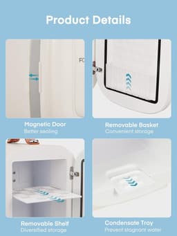 Mini Koelkast 5L – 6 Blikjes – AC/DC/USB – Fluisterstil onder 28dB – Draagbaar – Slaapkamer, Auto & Kantoor – Wit — thumbnail 2