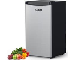 Triumpunpre Mini Koelkast 45L met RVS Deur - Kleine Koelkast Tafelmodel Stil 41dB - Drankenkoeler - 5 Standen Thermostaat van 0°C - 18°C - Koeling/Vriezing- Energie Label E - Verstelbare Plank/Voet - voor Appartementen/Kantoren/Kamperen