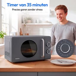 MEDION Retro magnetron met grill - 20 L - donkergrijs | 800 watt, 5 vermogensstanden, 3 combiprogramma’s, timer, ontdooifunctie, MD100119 — thumbnail 2