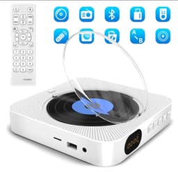 CD-speler - Bluetooth mini-luidspreker - Ingebouwde hifi-luidsprekers - Met display - Bureau - Inclusief standaard - Albumspeler - Geschikt voor volwassenen en kinderen - Werkt op netstroom - Draagbaar - KC-909 - Wit — thumbnail 2