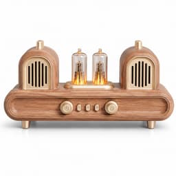 Retro Bluetooth Speaker met Tube Lights - 10W Stereo Geluid - Bluetooth 5.4 - FM Radio - USB - TF - AUX - TWS — thumbnail 2