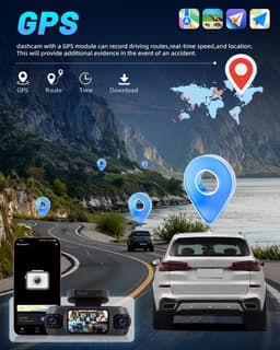 SnelShoppen - 360° Dashcam 4K voor Auto met WiFi, GPS, 1080P Interieurcamera, 64GB Geheugen, Compact en Onopvallend, Ideaal voor Veilig Autorijden — thumbnail 3