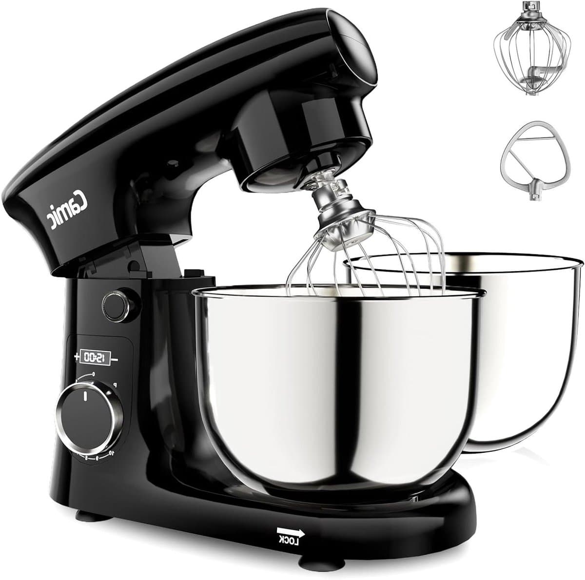 Kneedmachine Keuken - Bakmachine Mixer - Deeg Bereiden - Dubbele Kom Inhoud - 1500 Watt - Zwart — afbeelding 1