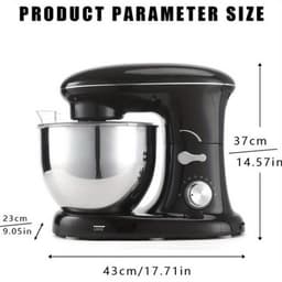 Keukenmixer – Mengmachine – Bakmixer – Deegkneder – Standmixer – 1400W Krachtige Motor – 4,5 Liter RVS Mengkom – Zwart — thumbnail 5