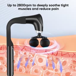 SnelShoppen - Massagepistool met dubbele kop, 12 snelheden, geluidsarm (36 dB), met 5 opzetstukken, LCD-display, U-handgreep, ideaal voor rug, nek, be — thumbnail 5