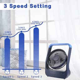 USB-bureauventilator met 20000 mAh-batterij, kleine tafelventilator, verstelbare kop met 3 snelheden, 180° draaibaar, voor thuis, op het bureau in de slaapkamer en op een buitentafel. — thumbnail 3