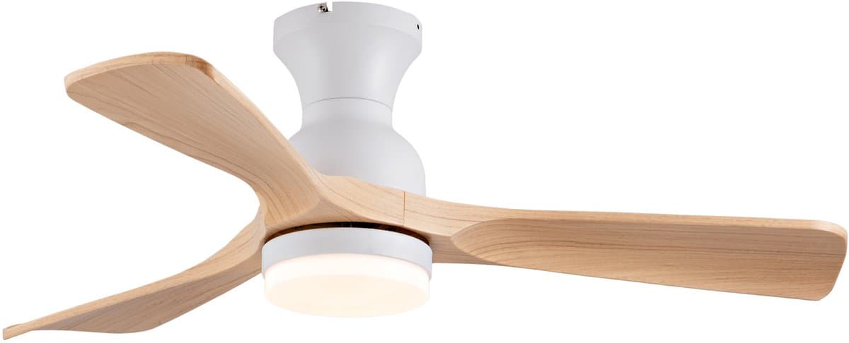 COVREO Plafondventilator met verlichting 105 cm wit natuurlijk hout, 3 ABS bladen — afbeelding 1