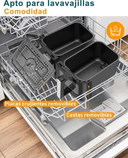 Dubbele Airfryer - Heteluchtfriteuse Dubbele Mand - Gezond Koken - Twee Manden Apart - 10 Liter - Zwart — thumbnail 2
