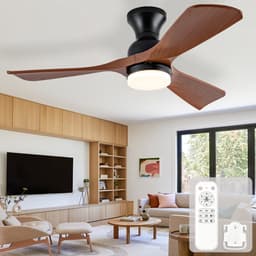 42-inch plafondventilator met verlichting - gelijkstroommotor met voor- en achteruitloop - 3 kleurtemperaturen - 6 snelheidsstanden met geheugenfunctie - drie ABS-bladen - geschikt voor slaapkamers en kleine ruimtes — thumbnail 1