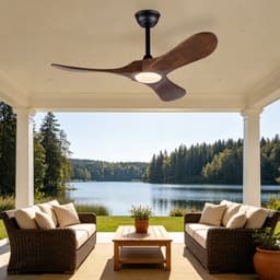 Plafondventilator 42 inch - met verlichting en afstandsbediening - 3 massief houten bladen - 6 snelheidsstanden - stille werking en 3CCT - geschikt voor woonkamer en slaapkamer — thumbnail 5