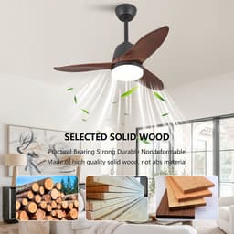 COVREO Plafondventilator met verlichting 36 inch zwart, 3 houten bladen — thumbnail 3